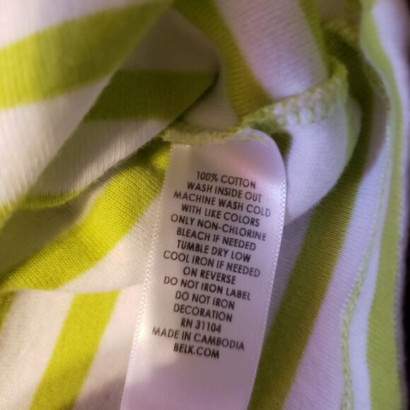 Kim Roger's Green White Striped Women's Shirt Pineapples Sz  XL - Picture 5 of 5